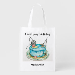 Fishing Birthday themed for Anglers Fishermen  Grocery Bag