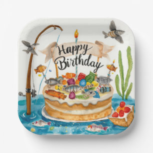 Fishing Birthday themed for Anglers Fishermen Paper Plates