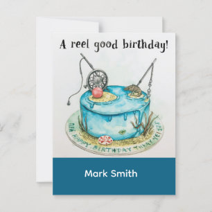 Fishing birthday themed hooked on fun  postcard