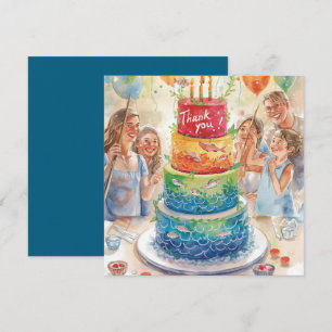 Fishing birthday themed hooked on fun  thank you card