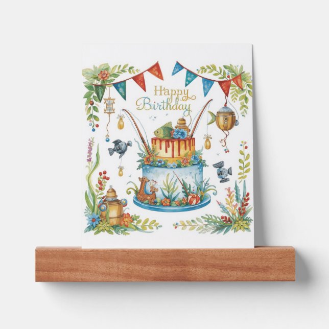 Fishing birthday themed with Cake Picture Ledge (Front)