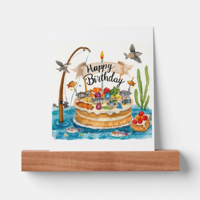 Fishing birthday themed with Cake Picture Ledge (Front)
