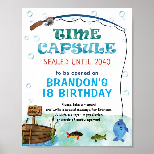 Fishing Birthday Time Capsule O_fish_ally party  Poster