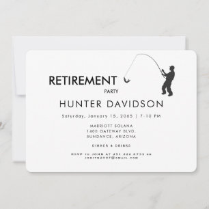 Fishing Black & White Retirement Party Invitation