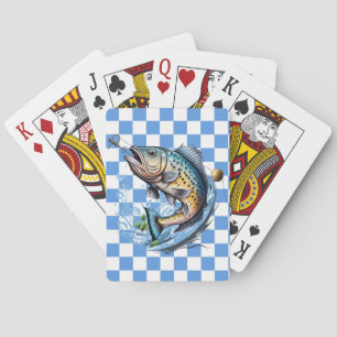  Fishing Blue Plaid  Poker Cards
