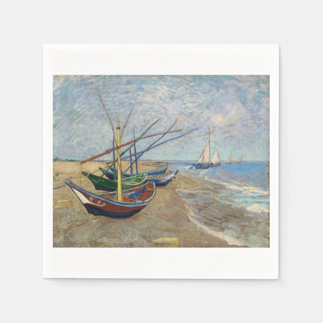 Fishing Boars on the Beach at Saintes Maries 1888  Napkins (Front)