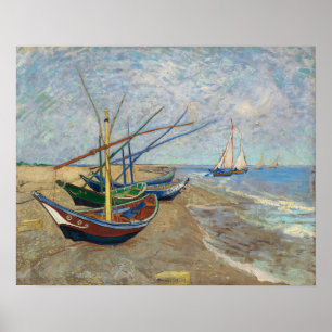 Fishing Boars on the Beach at Saintes Maries 1888 Poster
