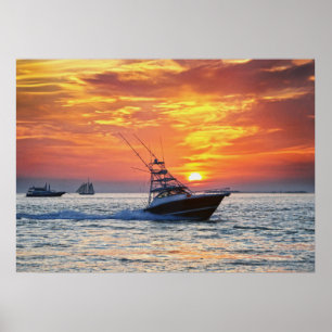 Fishing Boat, at Key West, Florida, Sunset Poster