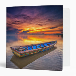 Fishing Boat At Sunrise Jubakar Beach 3 Ring Binder