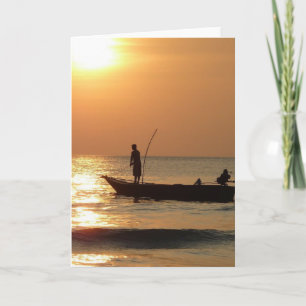 Fishing Boat at Sunset Card