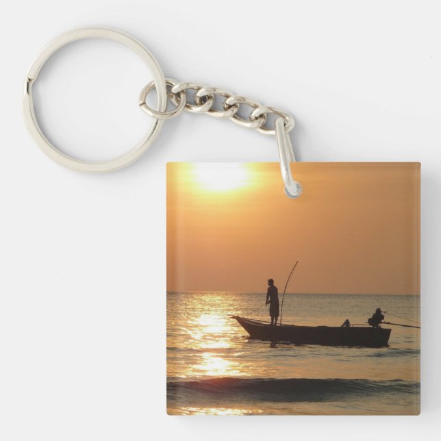 Fishing Boat at Sunset Keychain (Front)