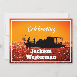 Fishing Boat at Sunset Memorial Invitation