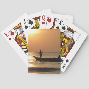 Fishing Boat at Sunset Poker Cards