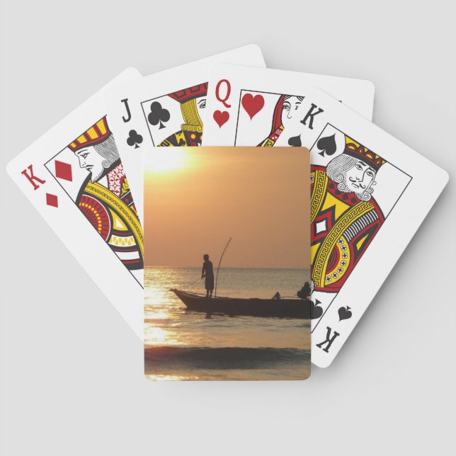Fishing Boat at Sunset Poker Cards (Back)