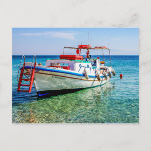 Fishing Boat at super paradise beach. Postcard
