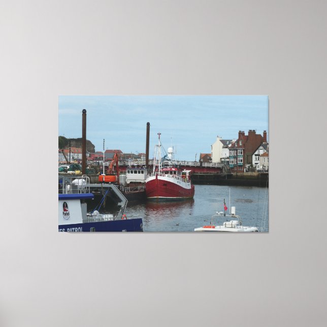 Fishing Boat Atlas in Whitby Harbor England Canvas Print (Front)