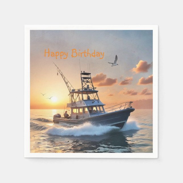Fishing Boat Birthday Napkins (Front)