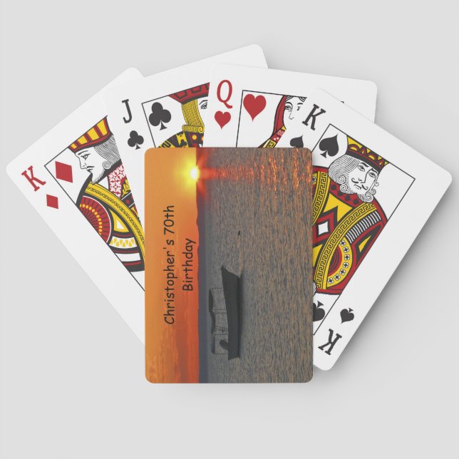 Fishing Boat Birthday Party Favor Playing Cards (Back)