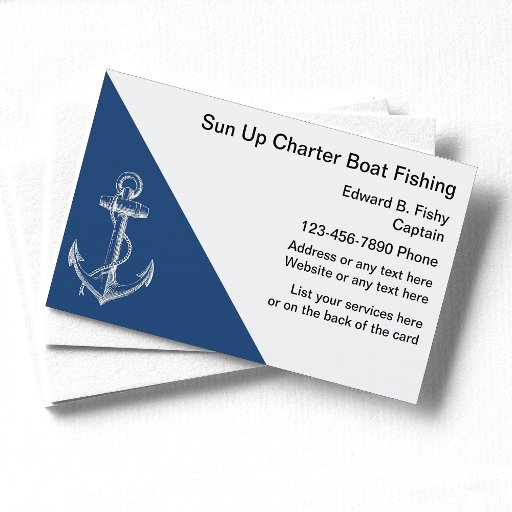 Customizable Fishing Boat Business Cards