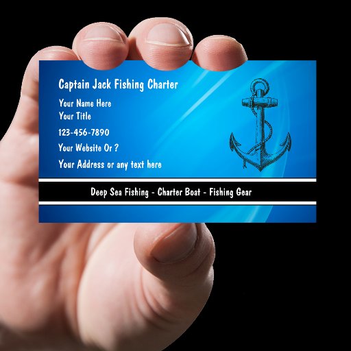Customizable Fishing Boat Business Cards
