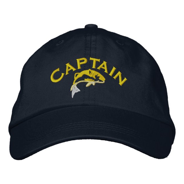 Fishing boat captain embroidered baseball cap (Front)