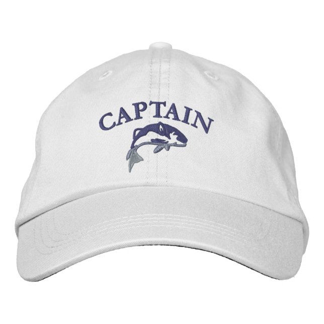 Fishing boat captain embroidered baseball cap (Front)
