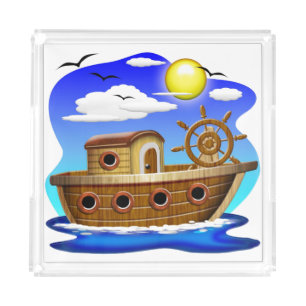 Fishing Boat Cartoon  Acrylic Tray