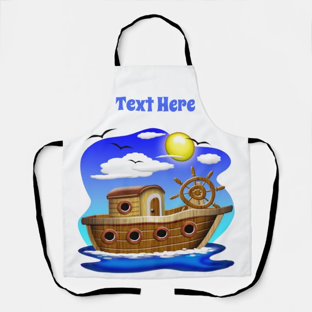 Fishing Boat Cartoon  Apron (Front)