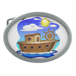 Fishing Boat Cartoon  Belt Buckle