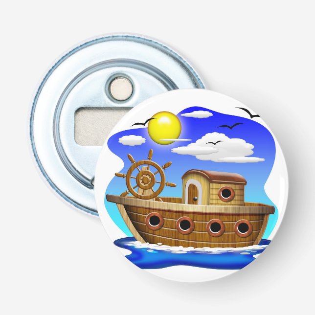 Fishing Boat Cartoon  Bottle Opener (Front)