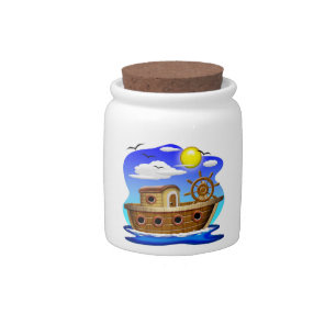 Fishing Boat Cartoon Candy Jar