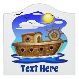 Fishing Boat Cartoon  Door Sign