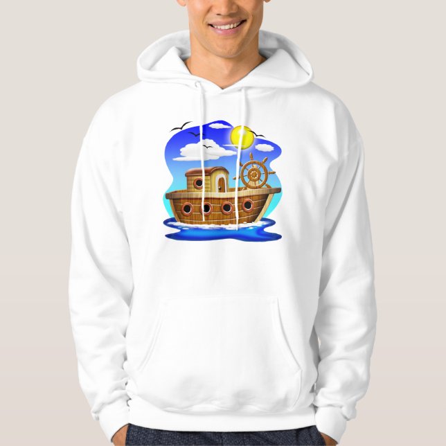 Fishing Boat Cartoon  Hoodie (Front)