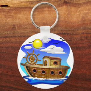 Fishing Boat Cartoon Keychain