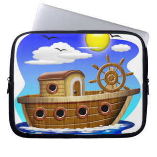 Fishing Boat Cartoon Laptop Sleeve