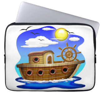 Fishing Boat Cartoon Laptop Sleeve