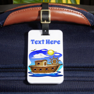 Fishing Boat Cartoon Luggage Tag