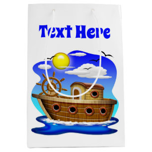 Fishing Boat Cartoon  Medium Gift Bag