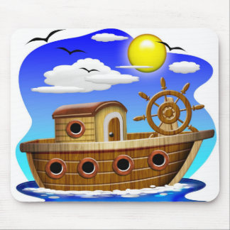 Fishing Boat Cartoon Mouse Pad