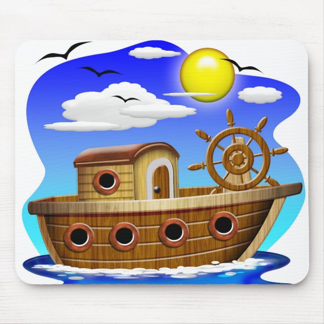 Fishing Boat Cartoon Mouse Pad (Front)