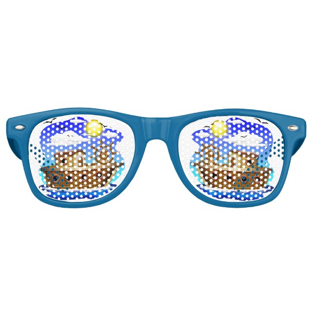 Fishing Boat Cartoon  Retro Sunglasses (Front)