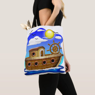 Fishing Boat Cartoon  Tote Bag