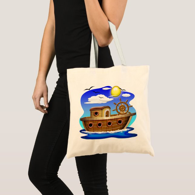 Fishing Boat Cartoon  Tote Bag (Front (Product))
