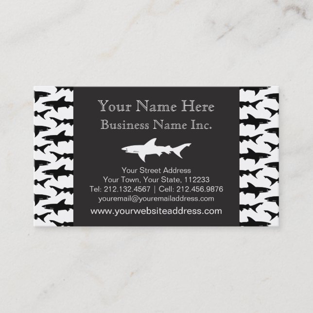 Fishing Boat Charter / Scuba Diver - Shark Pattern Business Card (Front)