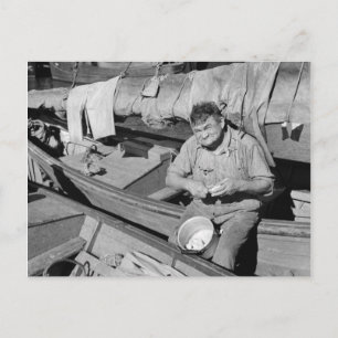 Fishing boat cook - Christmas 1938 Holiday Postcard