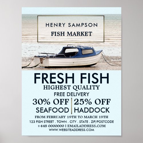 Fishing Boat FishmongerWife Fish Market Advert Poster
