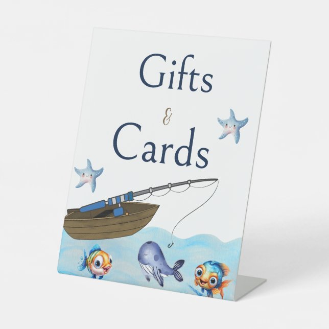 Fishing boat Gift and Cards  Pedestal Sign (Front)
