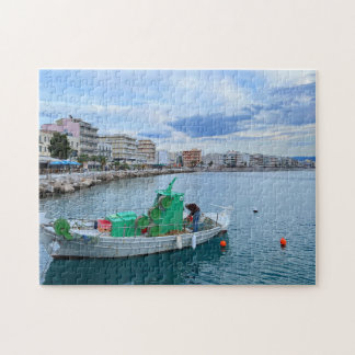 Fishing Boat In Harbor Corinth Greece Jigsaw Puzzle