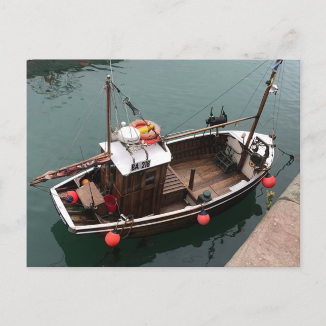 Fishing Boat in Portpatrick Harbour, Wigtownshire Holiday Postcard (Front)
