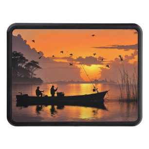 Fishing Boat in Sunset Hitch Cover